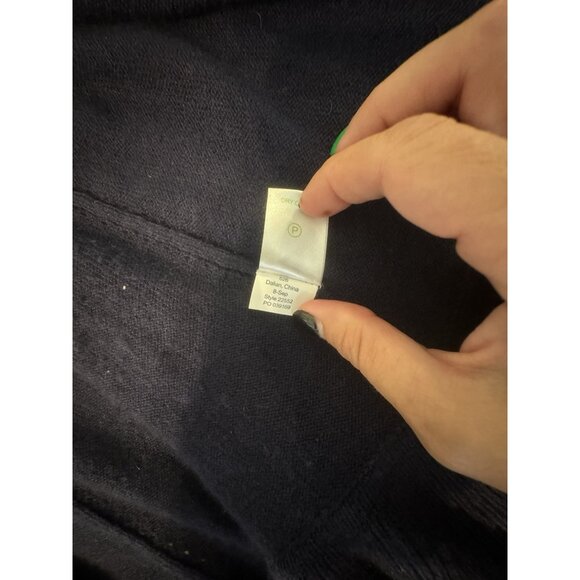 Lily Pulitzer 100% Cashmere Open Cardigan Navy Shawl collar ruffle Hem Eyelit - Picture 9 of 14